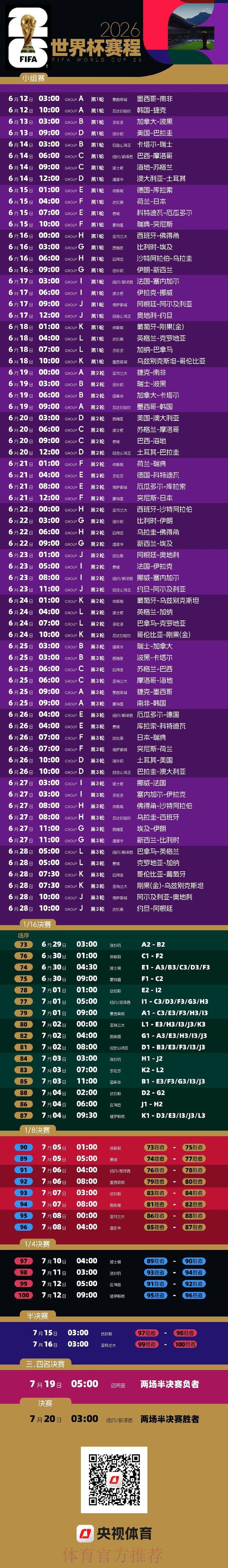 2026年美加墨世界杯举办时间揭晓